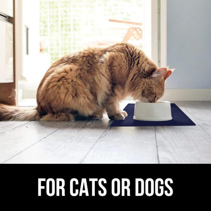 GORILLA GRIP 100% Waterproof Raised Edge BPA Free Silicone Pet Feeding Mat, Dog Cat Food Mats