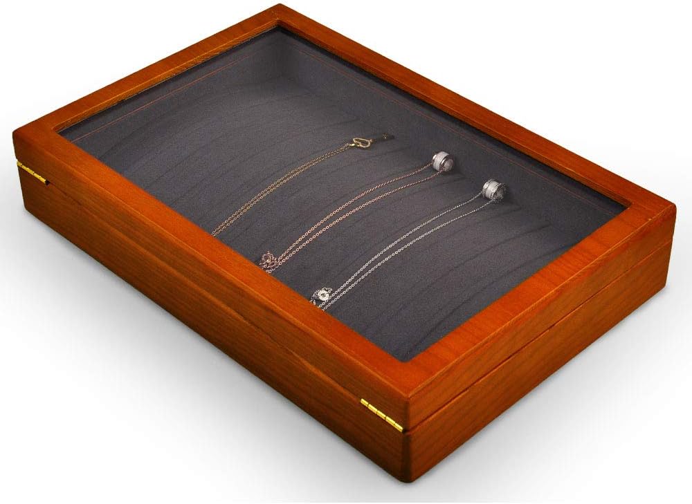Oirlv Solid Wooden Necklace/Bracelet/Pendant Jewelry Organizer Box 13 Lattice Necklace Showcase