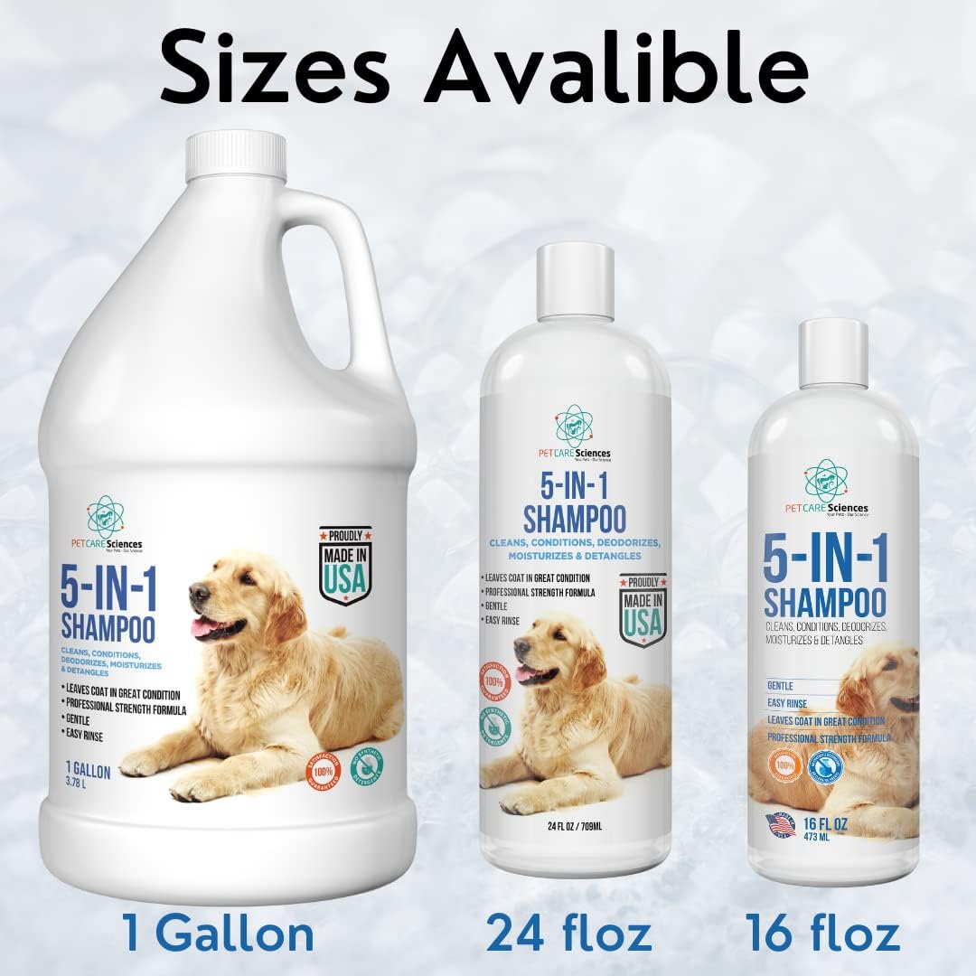 Gallon Bottle 5 in 1 Dog Shampoo for Itchy Skin - Sensitive Skin Dog Shampoo for Smelly Dogs - Dog