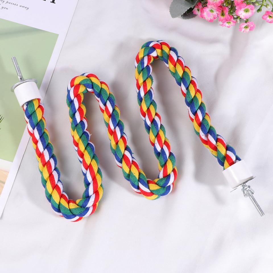 Bird Rope Perch, Colorful Parrot Cotton Rope Bird Perch Stand Climbing Toys Pet Parrot Chewing Toy