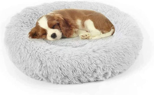 DogBaby Dog Bed, Anti-Anxiety Donut Cuddler Warming Cozy Soft Round Bed, Fluffy Calming Dog Beds