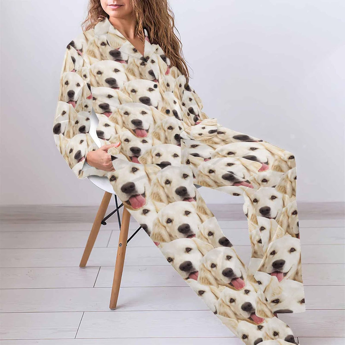 MyPupSocks Custom Face Pajamas for Women Set, Personalized Photo Long Sleepwear XS-XXL