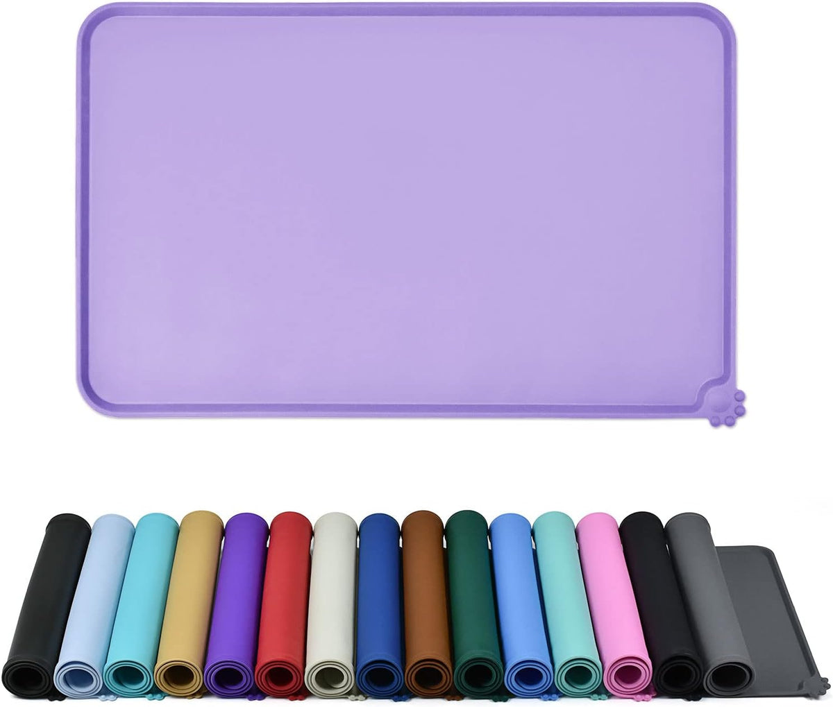 Waterproof Pet Feeding Mat with High Raised Edges, Heavier and Thicker Placemats for Cat Dog Water
