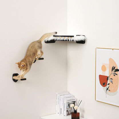 3 Pcs Cat Steps and Perches for Wall, Climbing Shelf With Hemp Rope, Wall-Mounted Furniture Set