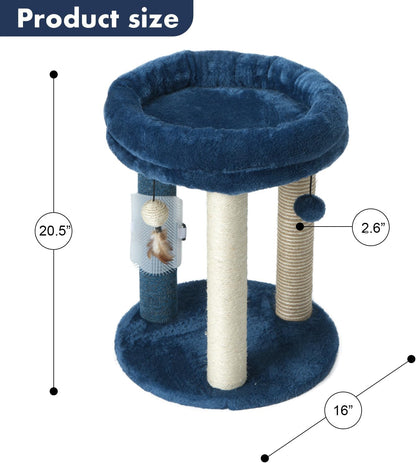 MECOOL Cat Scratching Post Tree with Tower Soft Bed.Natural Quality Sisal Carpet Jute Scratch Posts