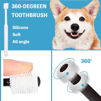 8 Pack Small Dog & Cat Toothbrush Kit, 360º Pet Toothbrush/Mini Head/Dual Head / 10000 Ultra-Soft