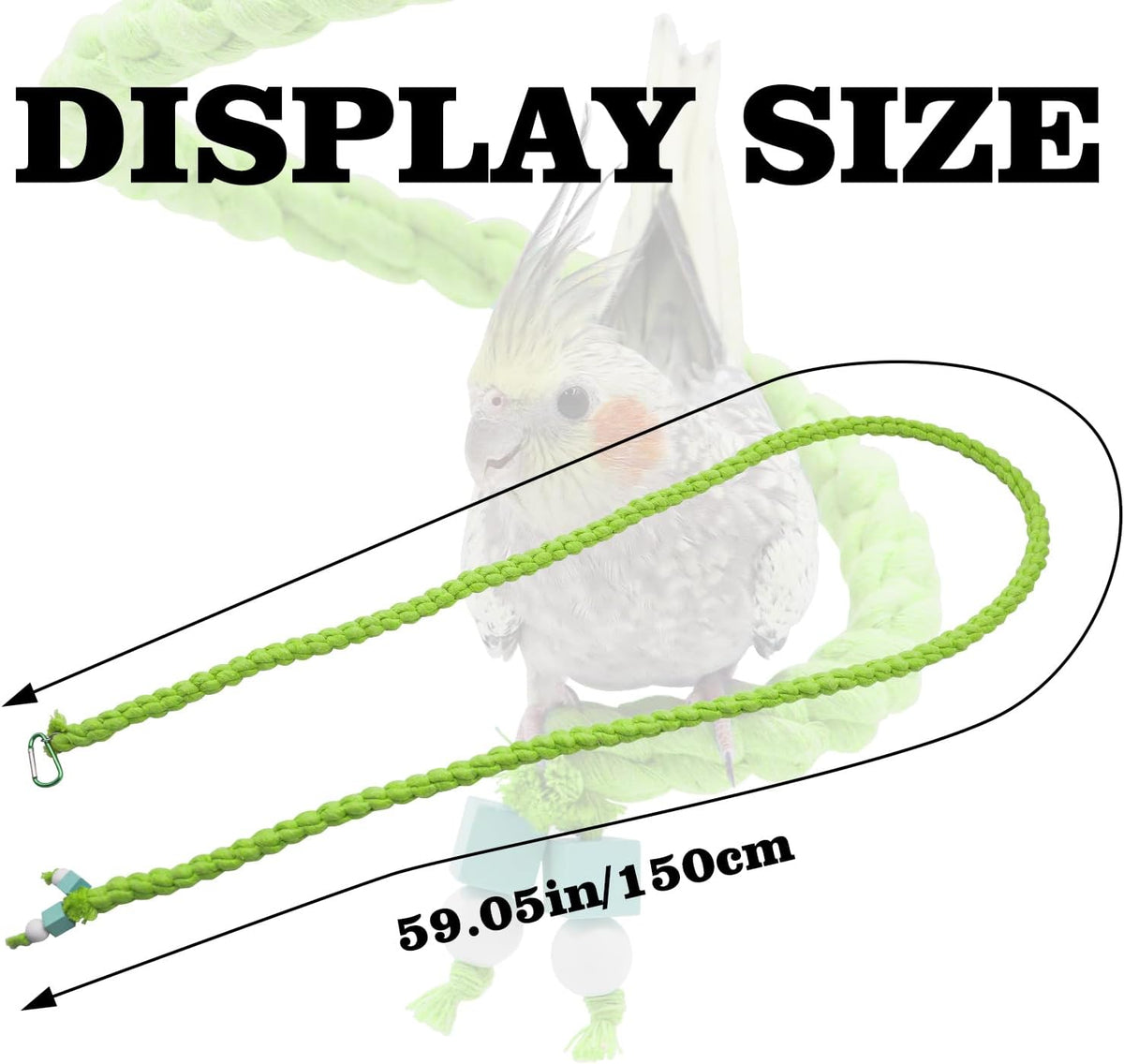Dnoifne 59 Inches Bird Spiral Rope Perch, Bird Rope Swing Perch, Bird Cage Stand Pole Accessories