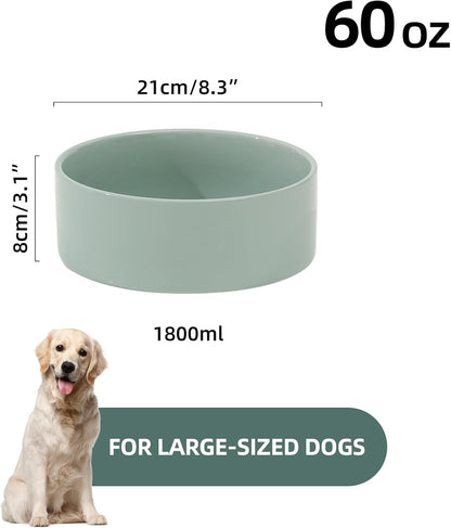 Ceramic 8.2inch Dog Bowl for Large-Breed Dogs, Anti-Slip and Weighted Pet Food and Water Bowl