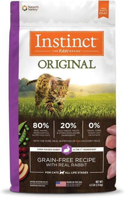 Instinct Original Dry Cat Food, Raw Coated Kibble, High Protein, Grain Free Recipe - Real Rabbit