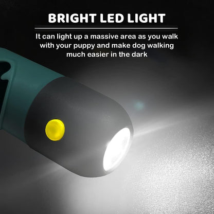 Dog Poop Bag Dispenser with Built-in LED Flashlight and Metal Clip for Leash, Pet Waste Bag Holder
