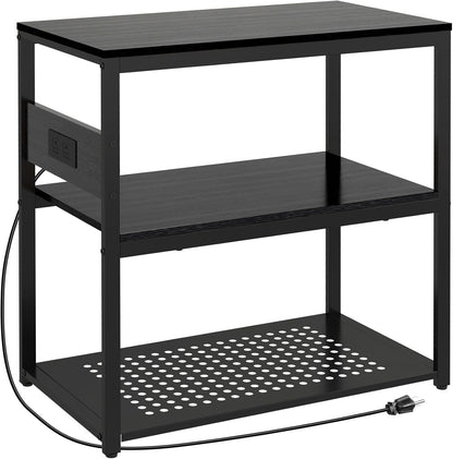 20-29 Gallon Fish Tank Stand with Power Outlets, 3-Tier Metal Aquarium Stand, Breeder Reptile Tank