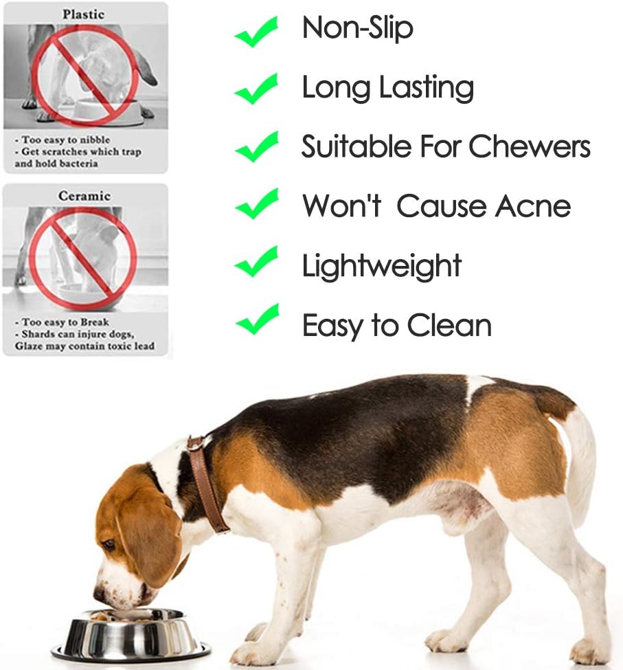 Stainless Steel Dog Bowls, 2.2 Cup/18oz Cat Bowl Water and Food with Rubber Base, Pet Bowls for
