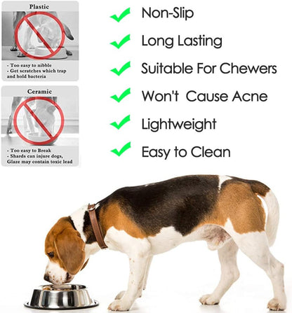 Stainless Steel Dog Bowls, 1.5 Cup/12oz Cat Bowl Water and Food with Rubber Base, Pet Bowls for
