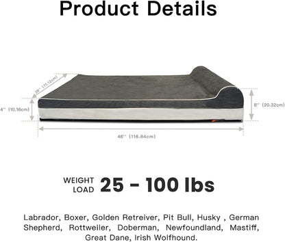 Laifug Orthopedic Memory Foam Extra Large Dog Bed with Pillow and Durable Water Proof Liner &
