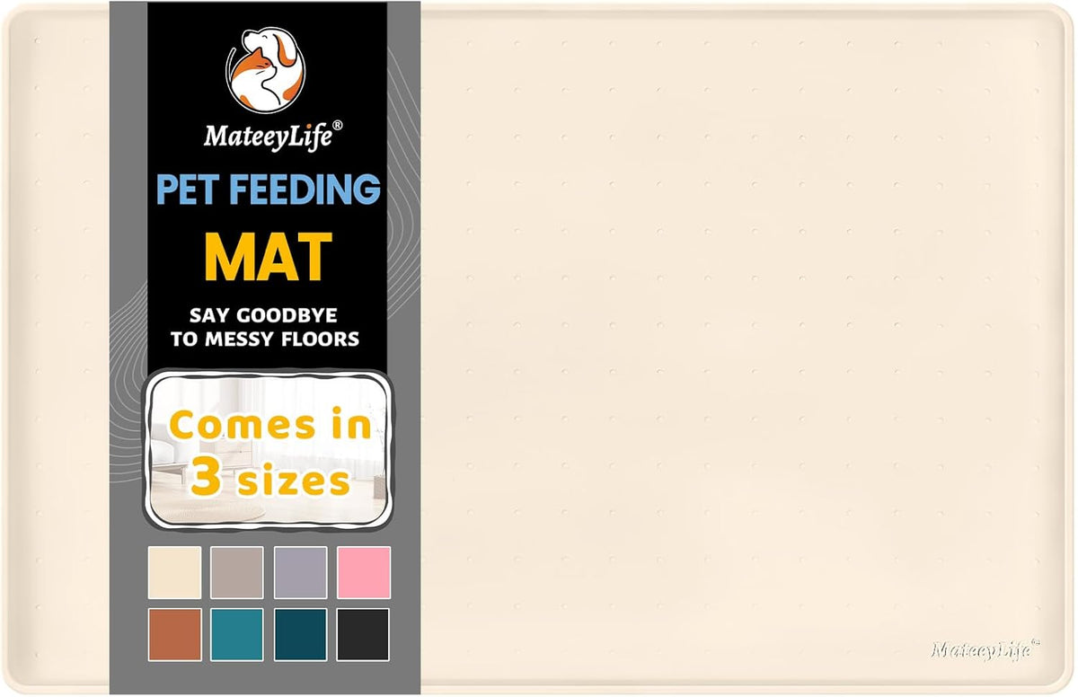 MateeyLife Silicone Cat & Dog Food Mat for Floors Waterproof, Anti-Slip Dog Bowl Mats for Food and
