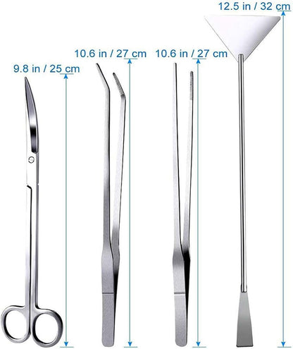 Aquarium Aquascaping Tool, Long Tweezers Scissors Spatula, 4 in 1 Stainless Steel Aquatic Plants