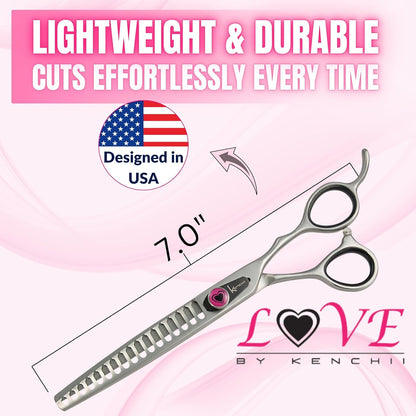 Kenchii Love Dog Grooming Scissors, 17 Tooth Thinning Shears, Dog Scissors for Grooming