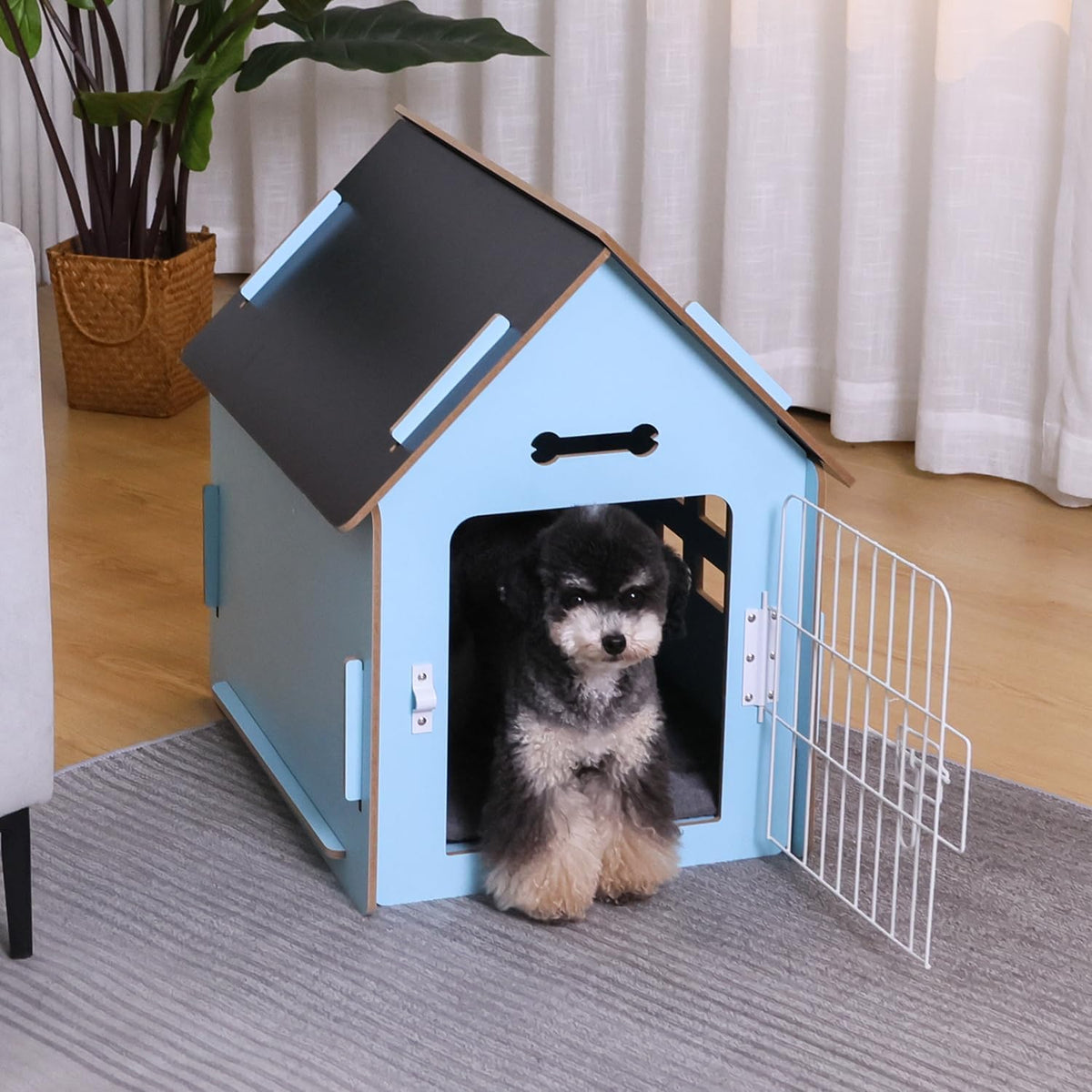 Dog House Indoor for Small Dogs or Cats, Cozy Wooden Design, Small Indoor Bed House, with Air Vents