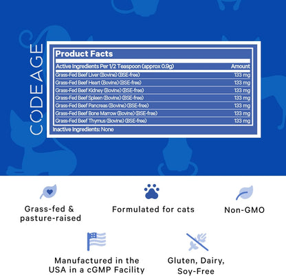 Happy Healthy Organs & Glands Supplement For Cats, Freeze-Dried Raw Bovine Liver Grass-Fed Bone