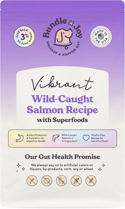 Vibrant Probiotic Dog Food Dry, Salmon, 18lb Bag, Allergy and Gut-Friendly Adult Kibble for