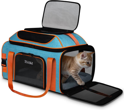 Petskd Top-Expandable Pet Carrier 19x13x9 Inches Southwest Allegiant Airlines Approved, Soft-Sided