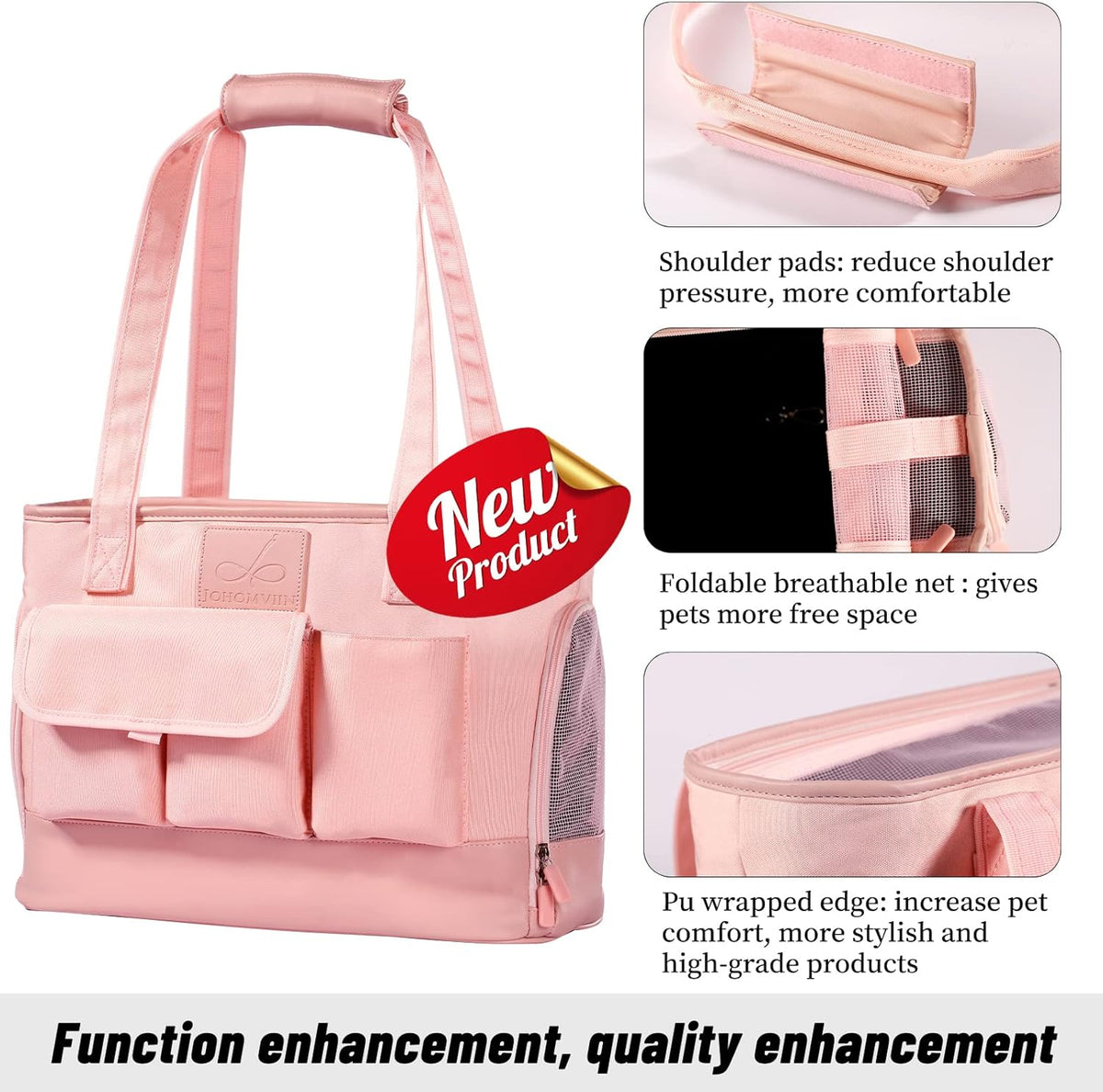 Dog Carrier, Cat Carrier, Pet Carrier, Foldable Waterproof Premium PU Leather Oxford Cloth Dog