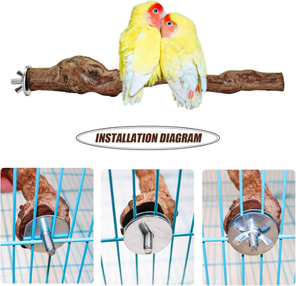 2 Packs Parrot Perch Stand,Natural Grapevine Wood Perch Parrots Cage Perch Toys Suitable for Small