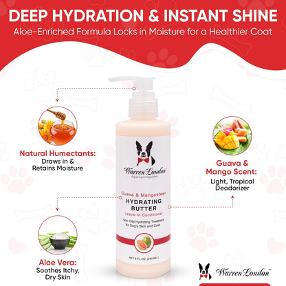 Warren London Hydrating Butter Leave in Pet Conditioner for Dogs | Lotion for Skin and Coat | Aloe