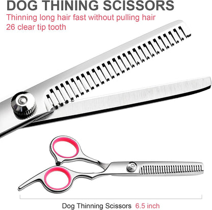 Dog Grooming Scissors with Safety Round Tips Stainless Steel Professional Dog Grooming Kit