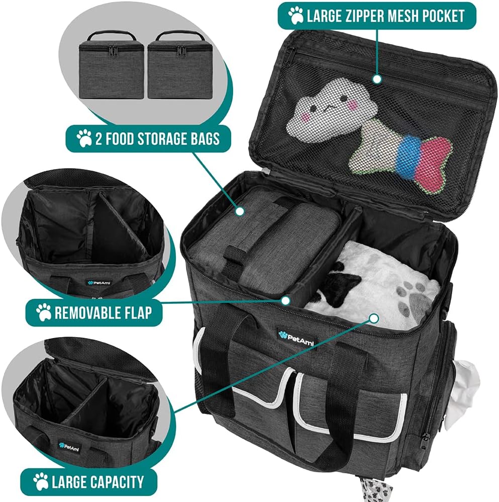 PetAmi Dog Travel Bag Pet Supplies Accessories Organizer for Traveling, Camping, Weekend; Cat Pet