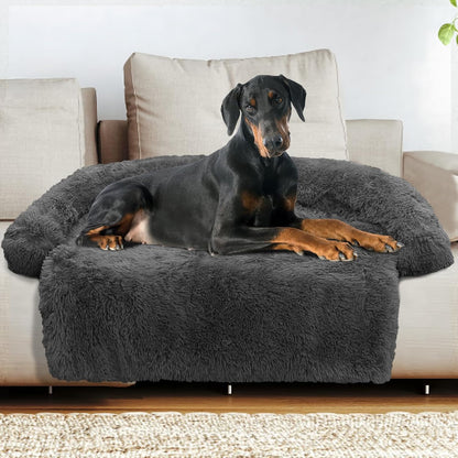 GGIB Calming Dog Bed Fluffy Plush Dog Mat for Furniture Protector with Removable Washable Cover for