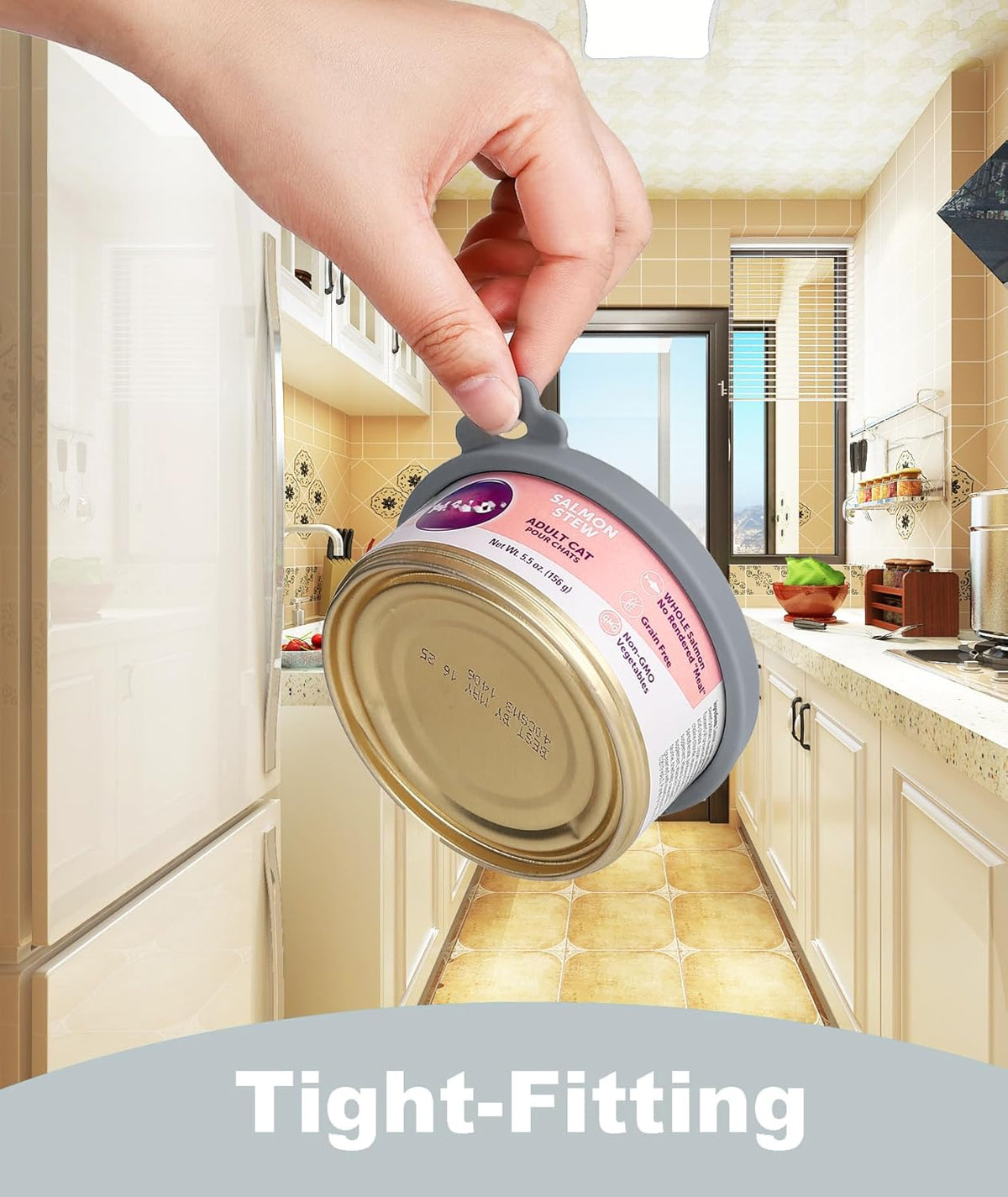Comtim Cat Food Can Covers Lids for 5.5 oz Cans, 2 Pack Silicone Cat Food Can Lids for 5.5 oz 5.3