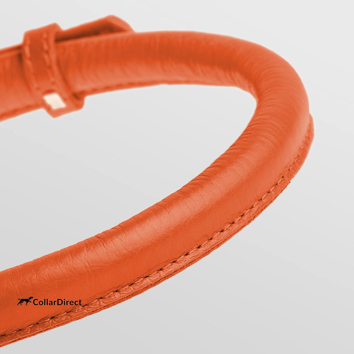 CollarDirect Rolled Leather Dog Collar, Soft Padded Round Puppy Collar, Handmade Genuine Leather