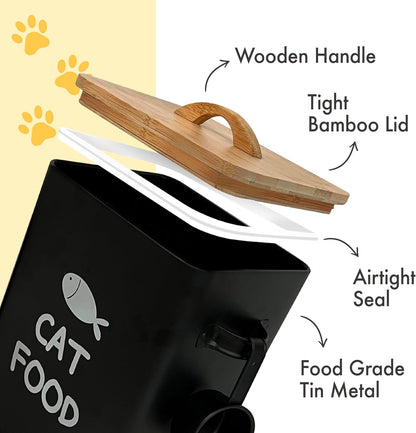 Calindiana Airtight Cat Food Storage Container with Bamboo Lid & Scoop – Farmhouse Cat Food