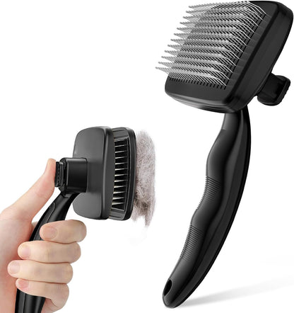 Pecute Self-Cleaning Slicker Brush for Dogs, Cats, Lightweight Dog Brush for Shedding Massaging