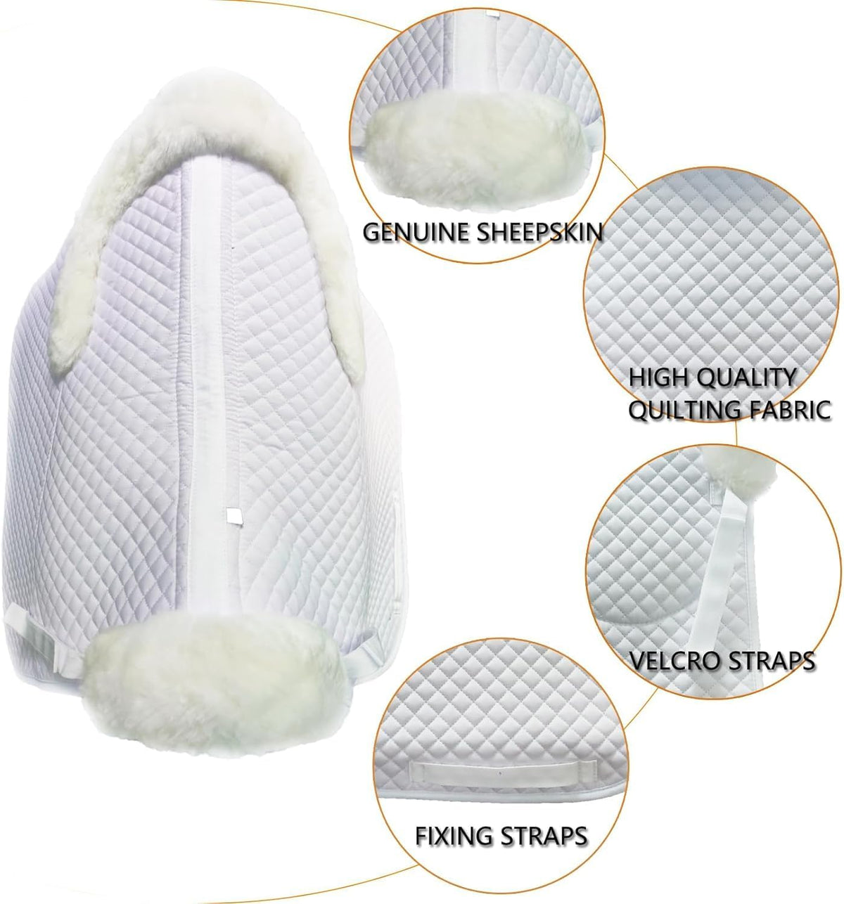 Woolous Dressage Saddle Pad, English Saddle Pad with Sheepskin Trim, Lambskin Wool Fleece Lining