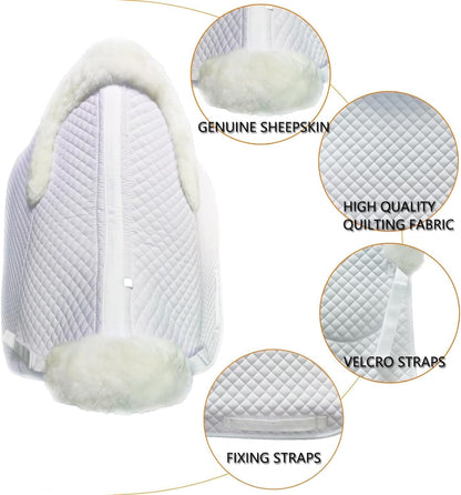 Woolous Dressage Saddle Pad, English Saddle Pad with Sheepskin Trim, Lambskin Wool Fleece Lining