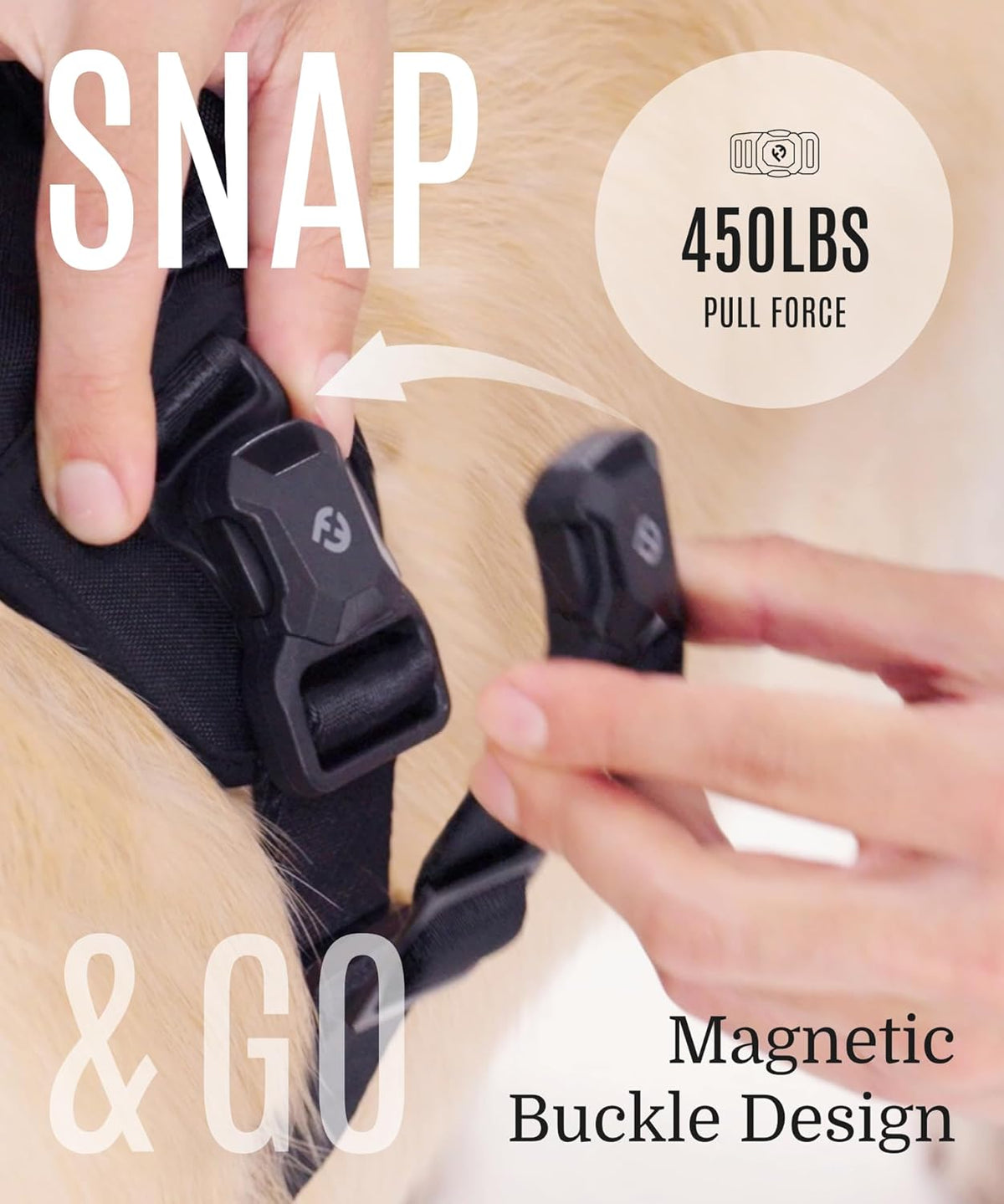 2025 New Edition, Fei & Eve MagEase Dog Harness - 3-Second Magnetic Buckles | 3-Point No-Pull