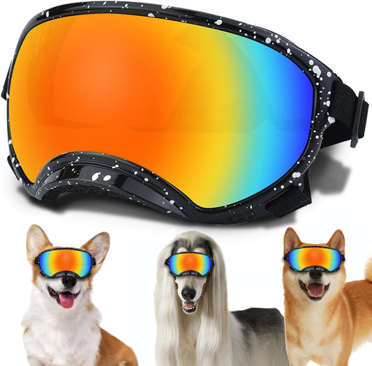 Medium Dog Sunglasses with Adjustable Strap UV Protection, Winproof Dog Puppy Sunglasses, Suitable