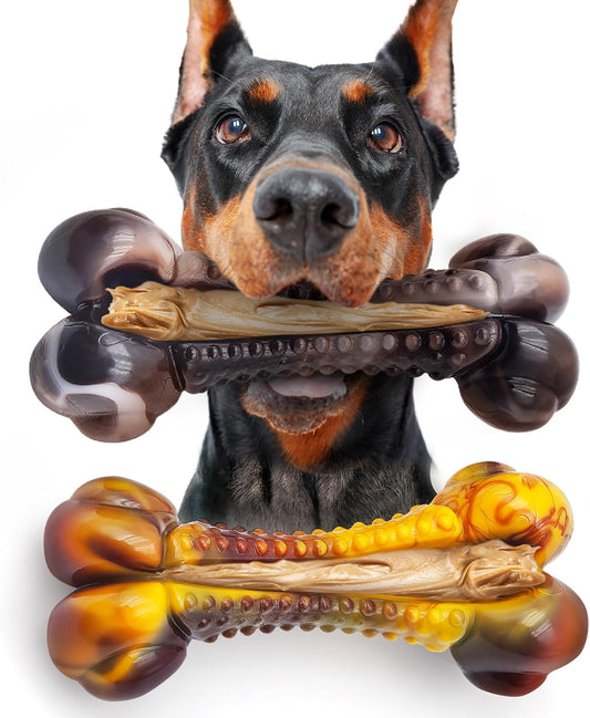 Dog Chew Toys for Aggressive Chewers, 2Pack Large Indestructible Dogs Bone Toy for Small Medium