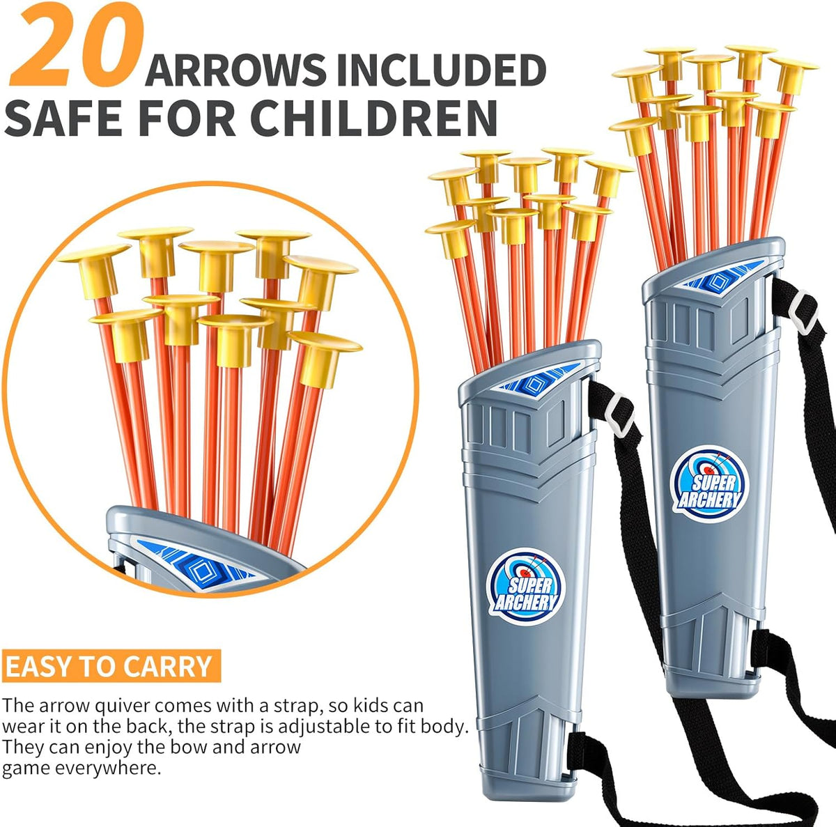 TEMI Bow and Arrow Set for Kids - Archery Toy Set - LED Light Up with Suction Cup Arrows, Target &