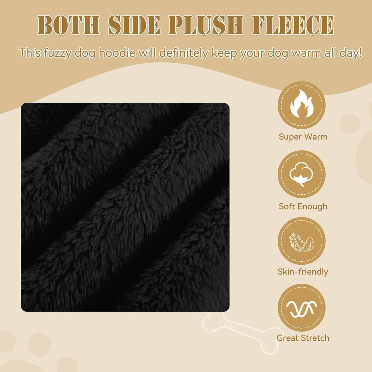Fuzzy Dog Sweaters for Large Dogs Pet Hoodie Clothes Warm Soft Pet Coats Hooded Sweatshirt Dog