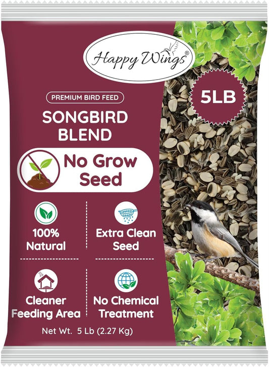 Songbird Blend Bird Food, Mix of Sunflower Seeds/Kernels, Safflower Seeds and Peanuts, 5 Pounds |