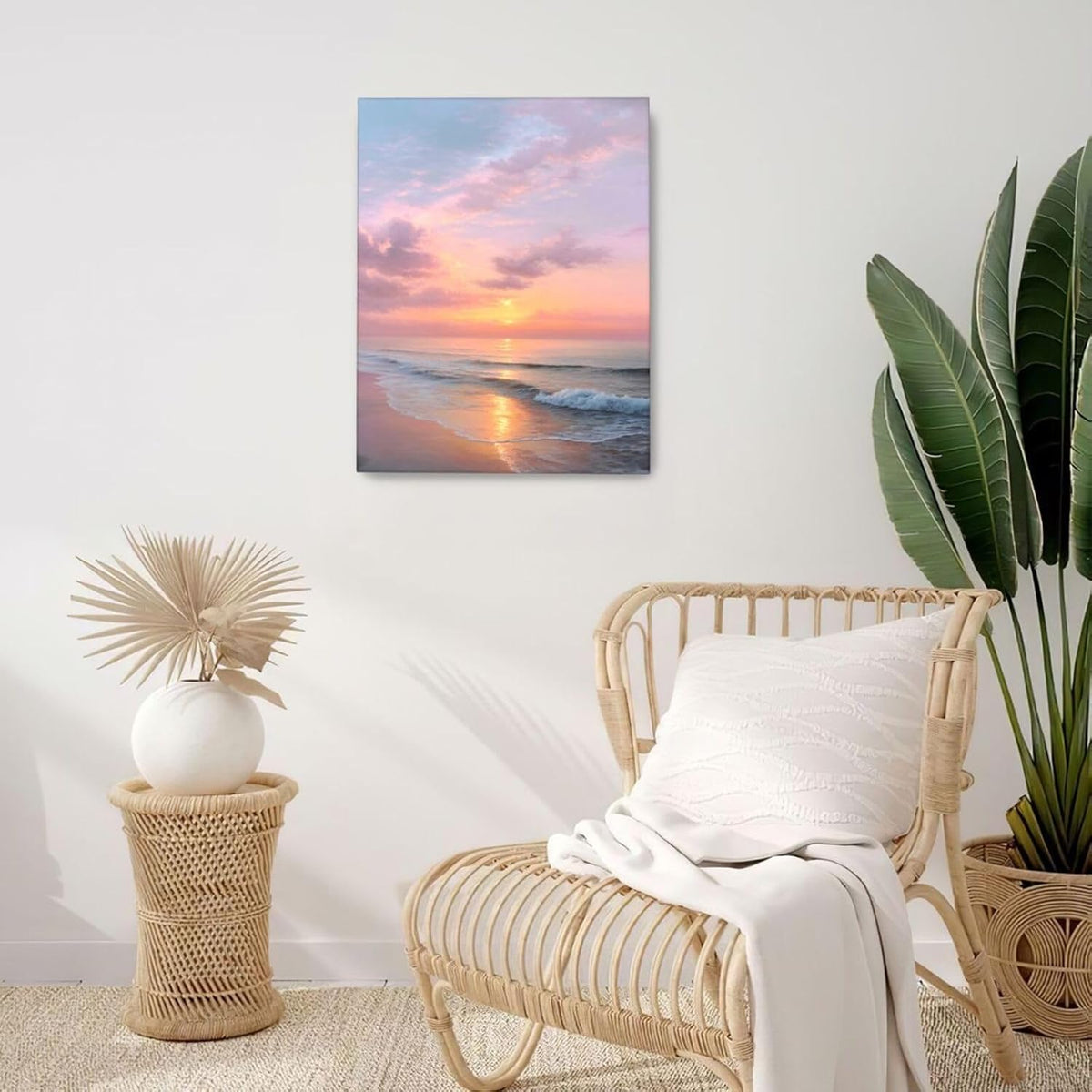 Beach Sunset Wall Art Ocean Coastal Scenery Wall Decor Seascape Picture Canvas Landscape Painting