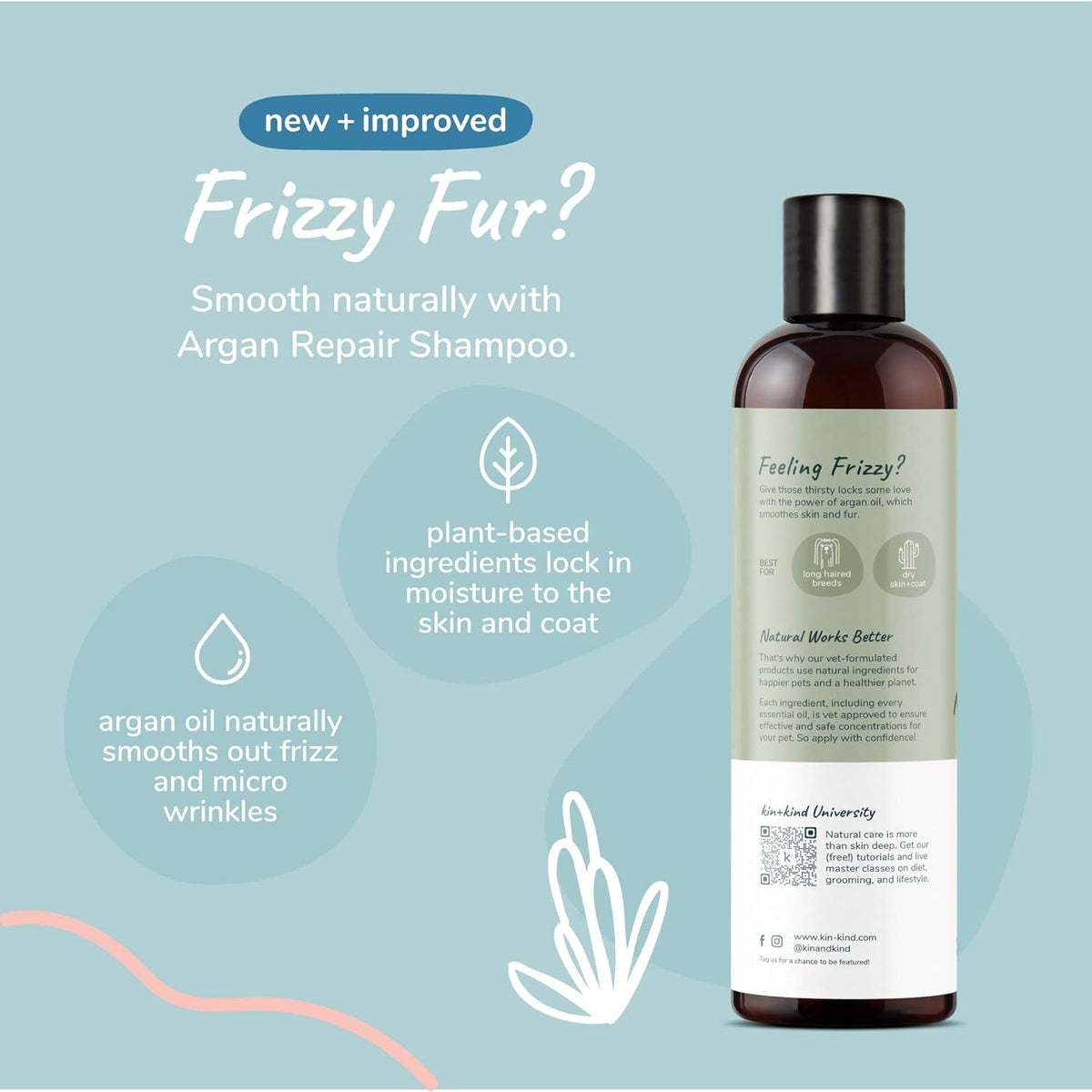 kin+kind Dog Shampoo for Dry, Itchy Skin and Coat Relief - Safe, Natural Formula with Olive Oil