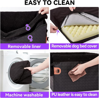 Dog Car Seats for Small Medium Dogs,PU Leather Car Seat Boosters,Foldable Puppy Cat Carseats