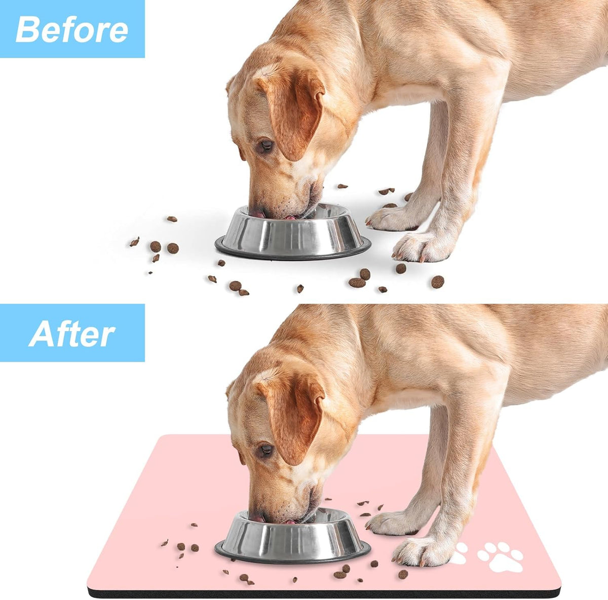 Rnivvi Dog Food Mat, 16" x 24" Footprint Absorbent Dog Cat Bowl Mat for Food and Water, Cute