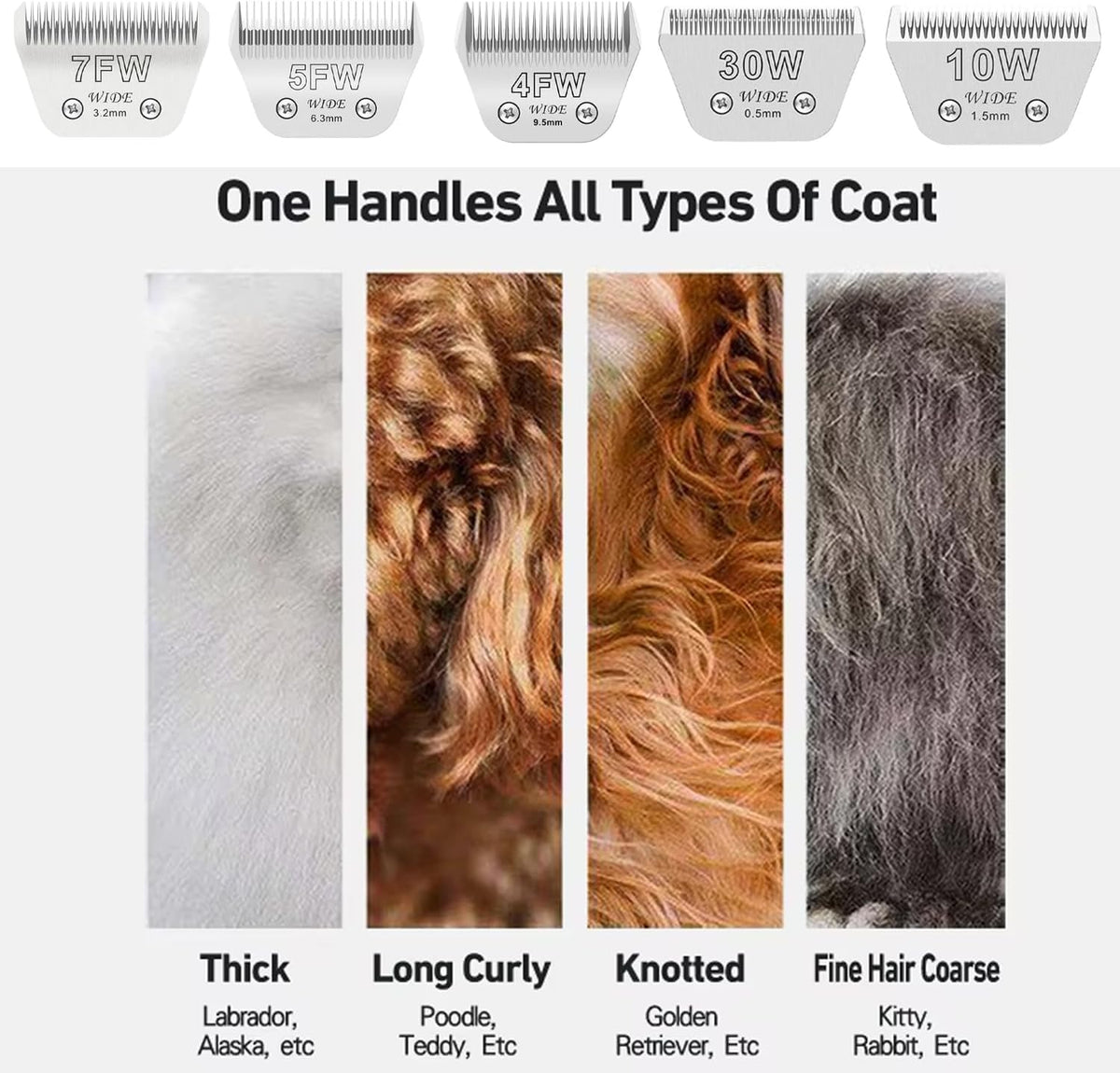 3PCS Wide Blades for Dog Grooming Blades Compatible with Andis,Oster A5,Wahl km10 Dog Clippers