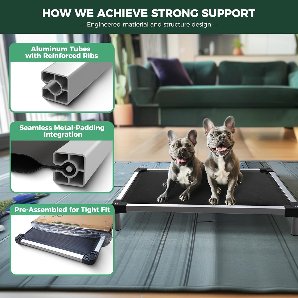 FXW TitanNest Chew-Proof Elevated Dog Bed, Raised Cot for Indoor/Outdoor/Camping Use, Durable &