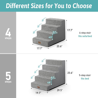 Dog Stairs for Small Dogs, 5 Tier Wider Pet Stairs for High Beds, 23.6" H Non-Slip Dog Steps for